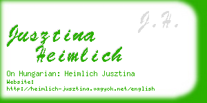 jusztina heimlich business card